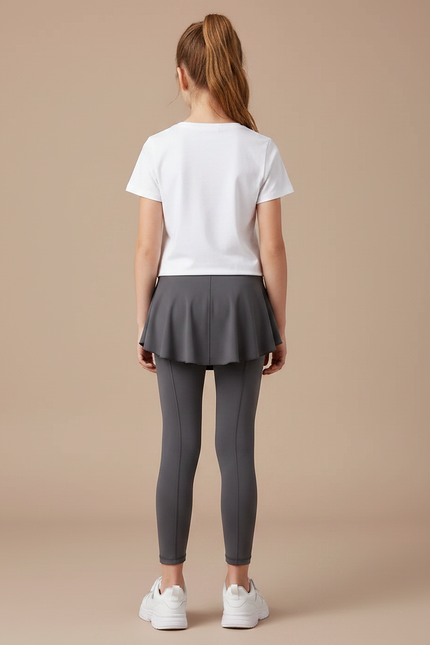 Pantalon Jupe Gris Sportif Fille Intégré Confortable - Polyester - vue 2