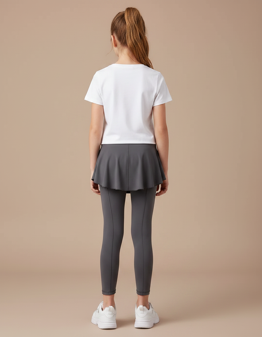 Pantalon Jupe Gris Sportif Fille Intégré Confortable - Polyester - vue 2