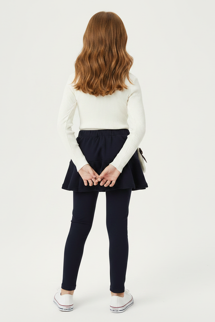 Pantalon Jupe Marine Volants Intégrés Confortable Fille - Maille - vue 2