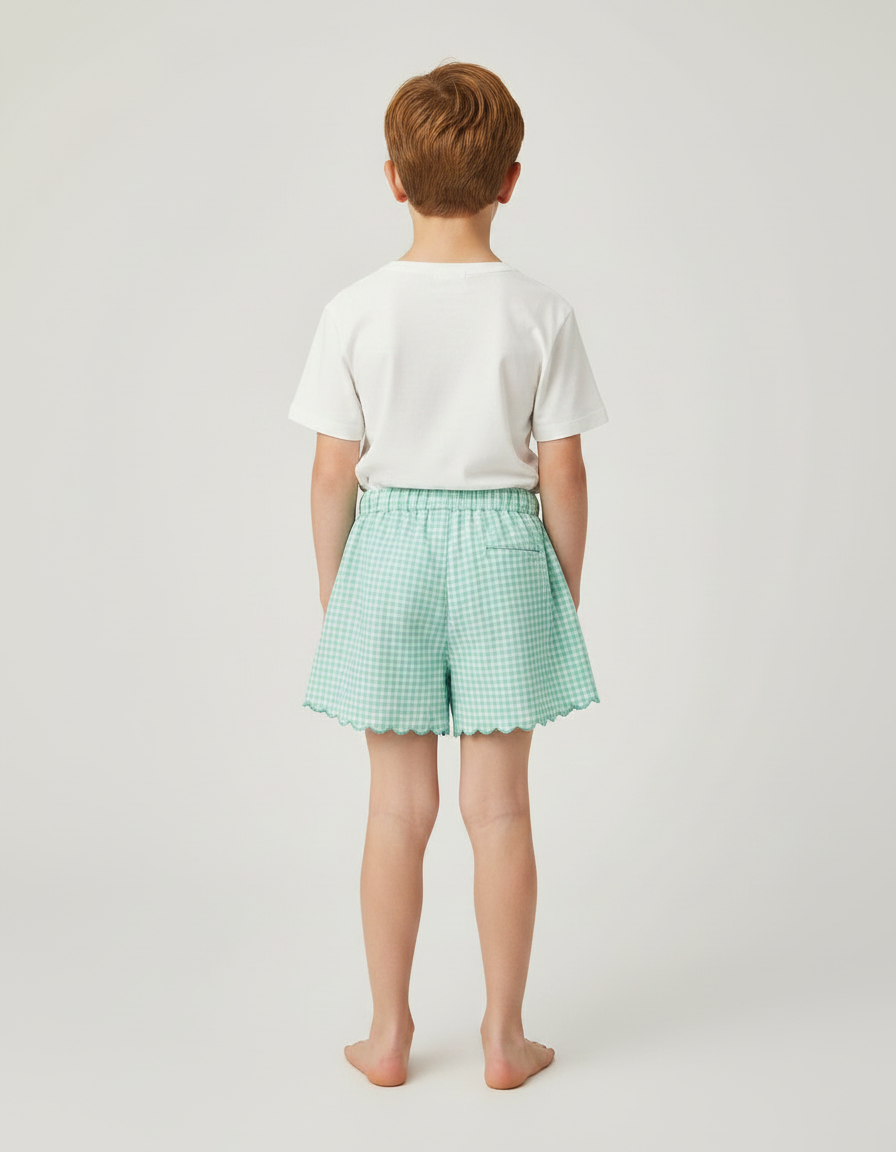 Pantalon Jupe Vert Vichy Scallop Garçon Décontracté - Coton - vue 2