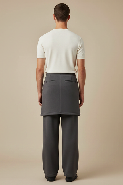 Pantalon Transformable En Jupe - Gris Molleton - vue 2