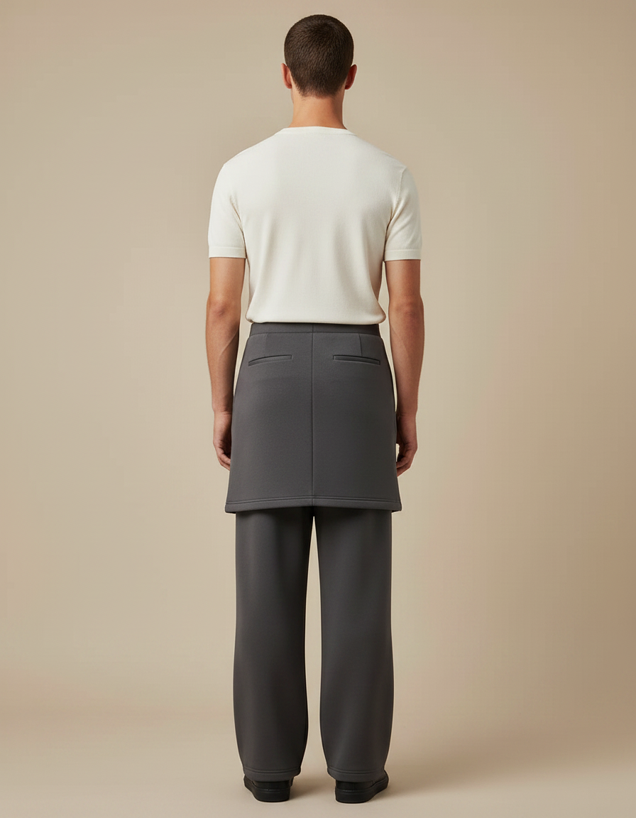 Pantalon Transformable En Jupe - Gris Molleton - vue 2