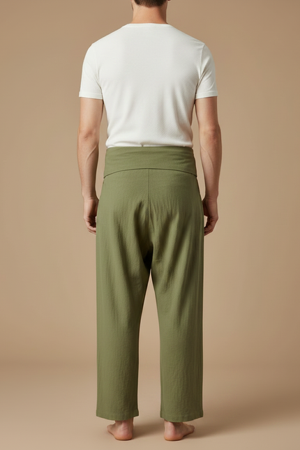 Pantalon Jupe Vert Coton Ample Décontracté Homme - Kaki Lin - vue 2