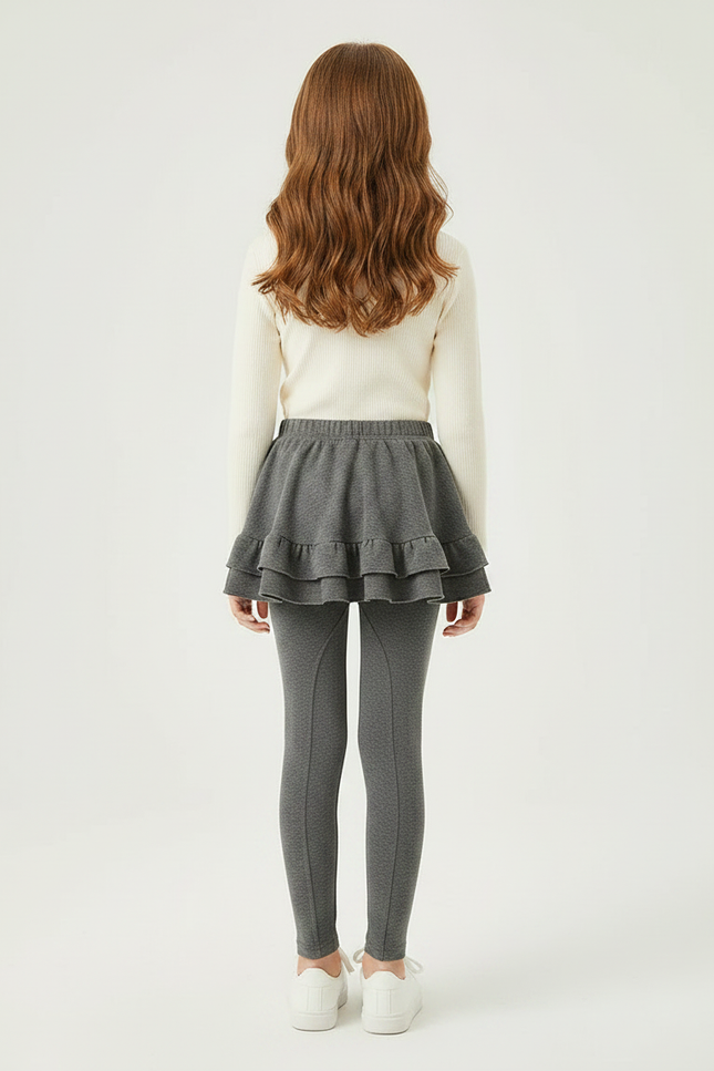 Pantalon Jupe Gris Côtelé Volanté Enfant Mode - Molleton - vue 2