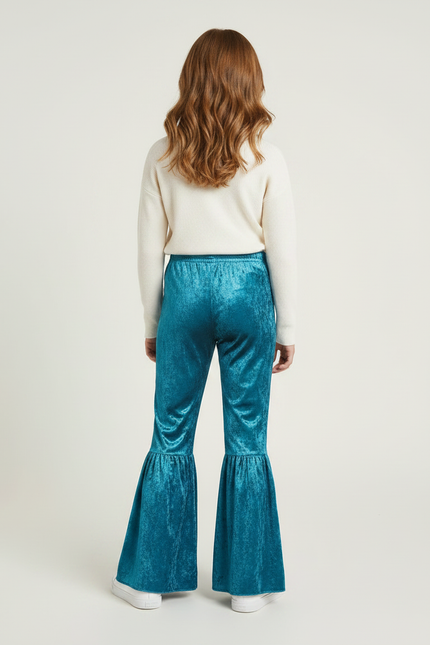 Pantalon Jupe Velours Bleu Évasé Volants Fille - vue 2