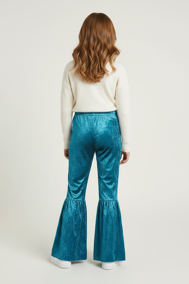 Pantalon Jupe Velours Bleu Évasé Volants Fille - vue 2