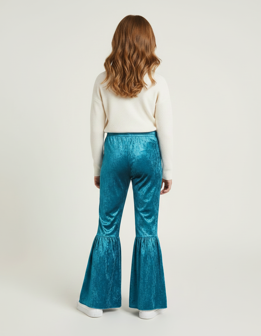 Pantalon Jupe Velours Bleu Évasé Volants Fille - vue 2