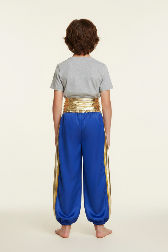 Pantalon Jupe Sarouel Bleu Doré Brillant Enfant - Satin - vue 2