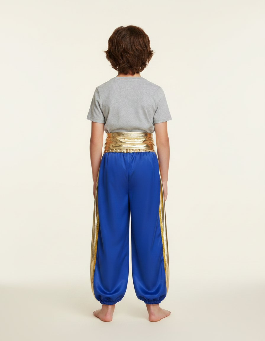 Pantalon Jupe Sarouel Bleu Doré Brillant Enfant - Satin - vue 2