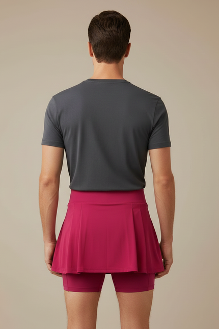 Pantalon Jupe Fuchsia Plissé Sport Court Respirant - Rose Polyester - vue 2