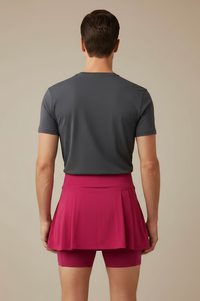 Pantalon Jupe Fuchsia Plissé Sport Court Respirant - Rose Polyester - vue 2
