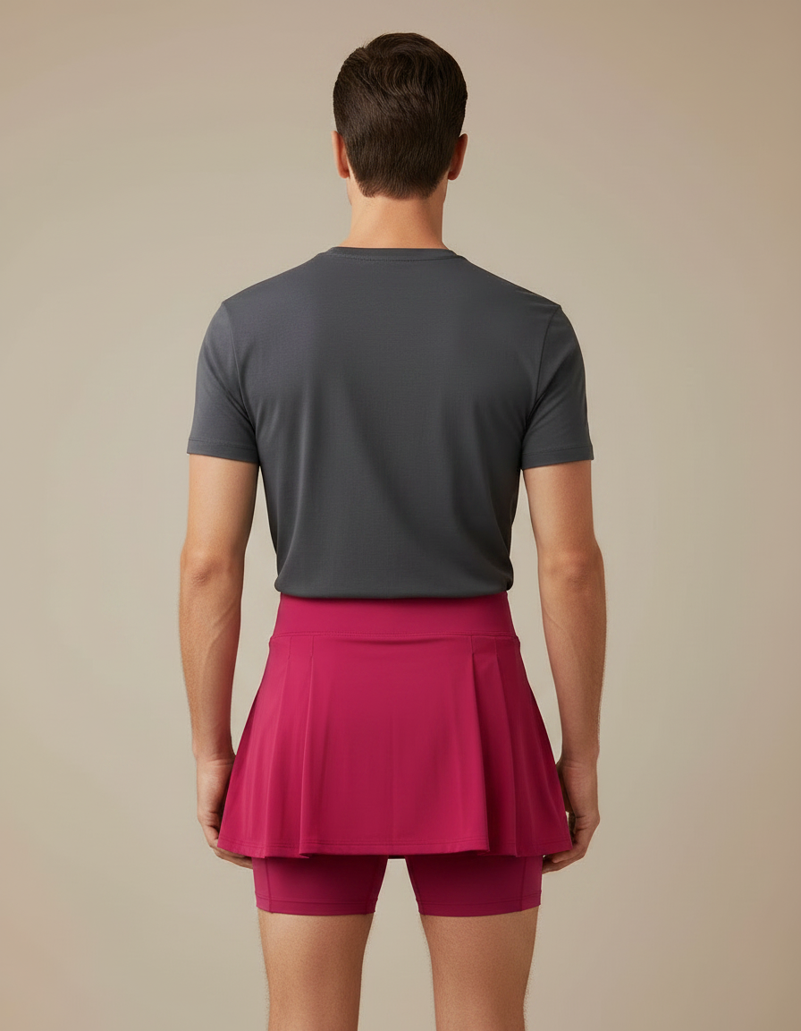 Pantalon Jupe Fuchsia Plissé Sport Court Respirant - Rose Polyester - vue 2