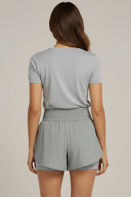 Pantalon Jupe Gris Smocké Doublé Sport Décontracté - Polyester - vue 2
