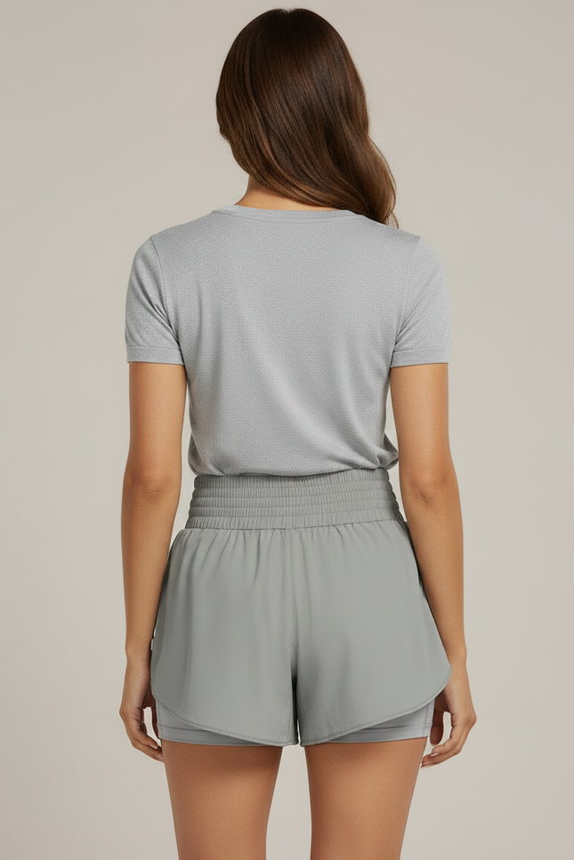 Pantalon Jupe Gris Smocké Doublé Sport Décontracté - Polyester - vue 2