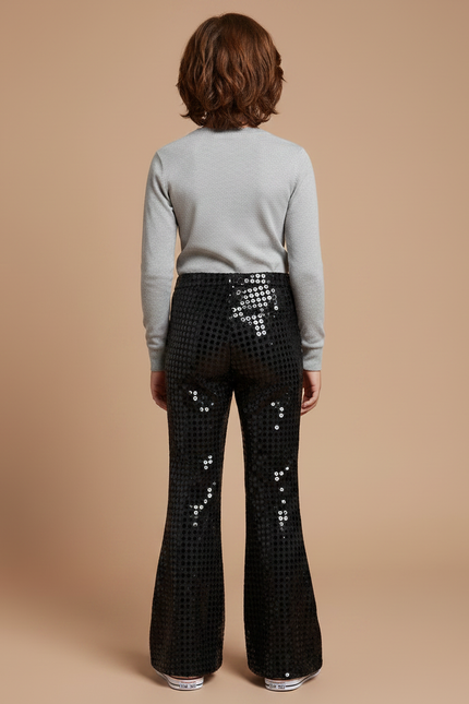 Pantalon Jupe Noir Pailleté Évasé Enfant Scène - Maille - vue 2