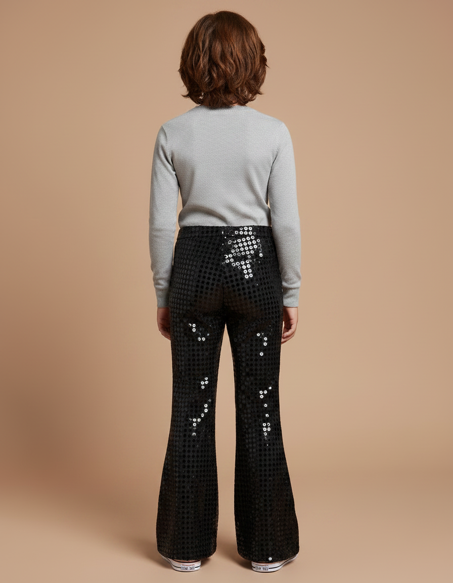 Pantalon Jupe Noir Pailleté Évasé Enfant Scène - Maille - vue 2