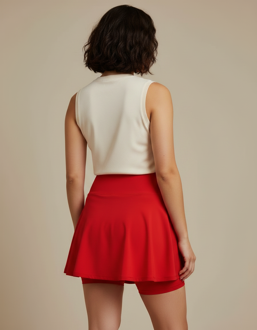 Pantalon Jupe Rouge Fluide Sportif Léger - Polyester - vue 2