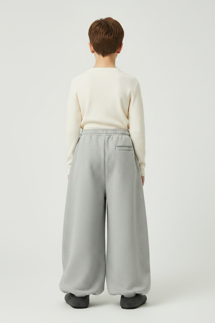 Pantalon Jupe Gris Ample Décontracté Molletonné Enfant - vue 2