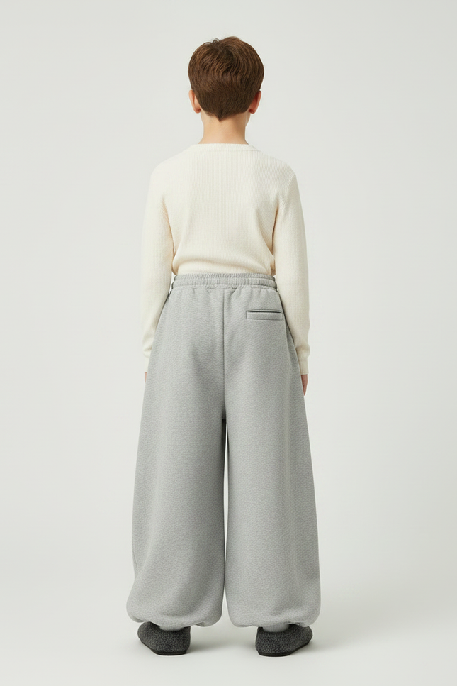 Pantalon Jupe Gris Ample Décontracté Molletonné Enfant - vue 2
