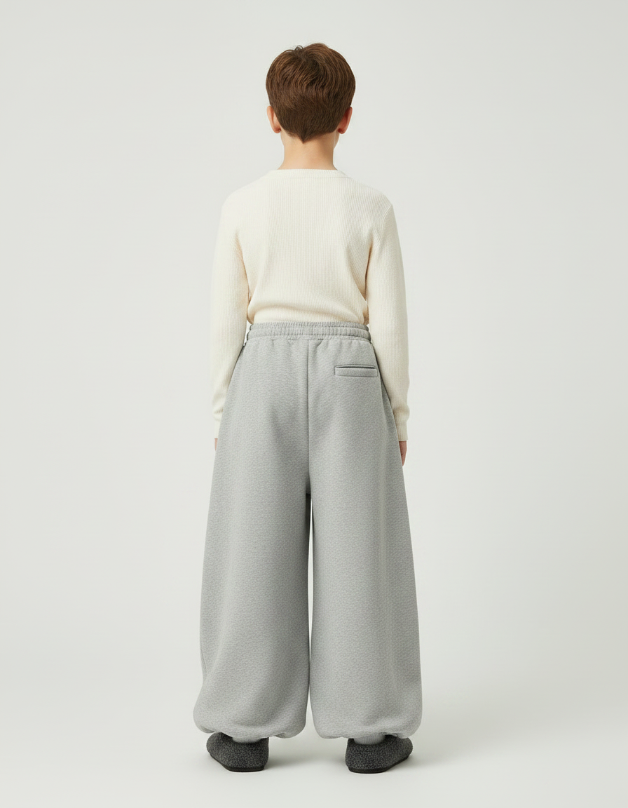 Pantalon Jupe Gris Ample Décontracté Molletonné Enfant - vue 2