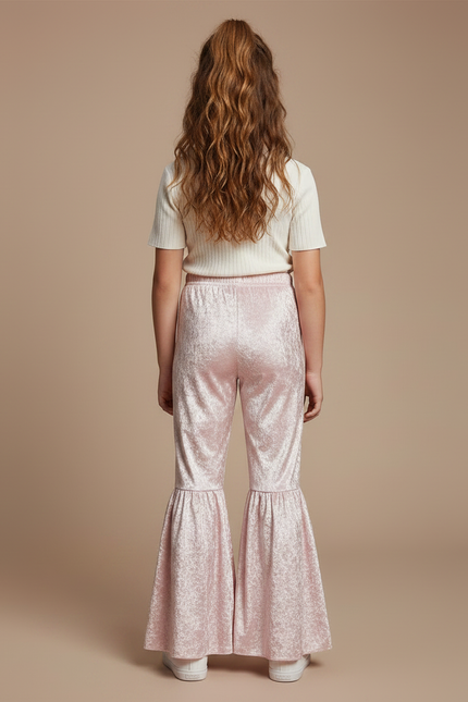 Pantalon Jupe Velours Rose Évasé Volants Fille - vue 2