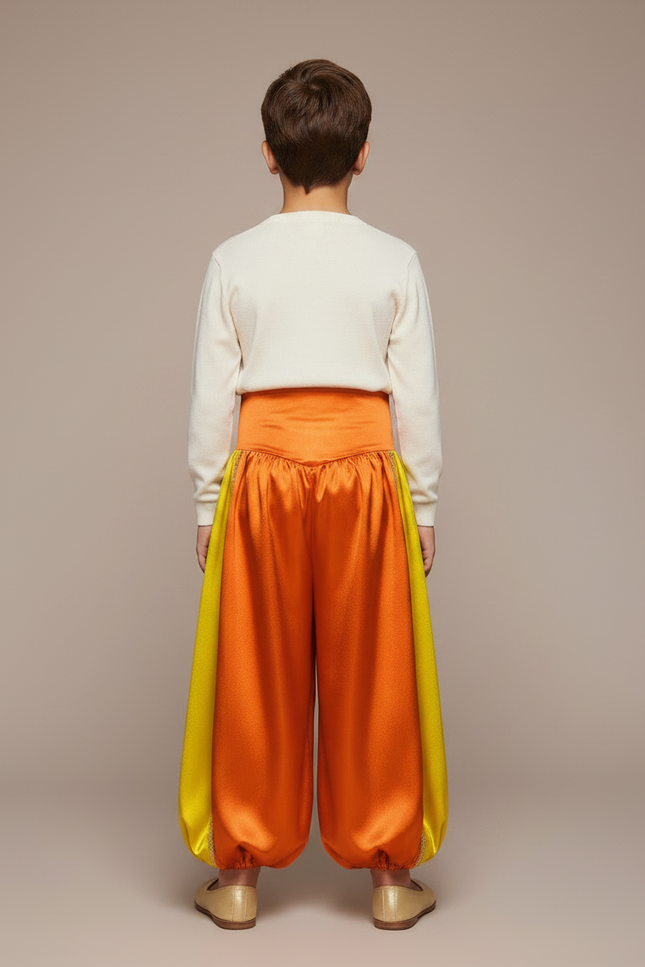 Pantalon Jupe Satiné Orange Jaune Drapé Enfant - Multicolore - vue 2