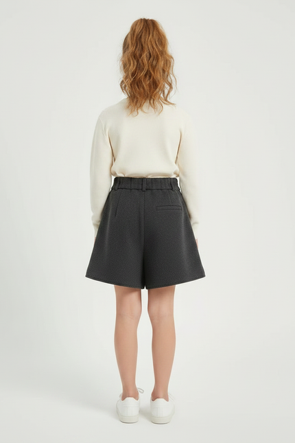 Pantalon Jupe Gris Laine Plissé Évasé Enfant - vue 2