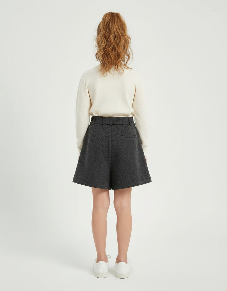 Pantalon Jupe Gris Laine Plissé Évasé Enfant - vue 2