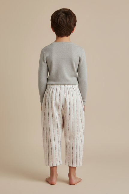 Pantalon Jupe Blanc Rayé Ample Coton Enfant - vue 2