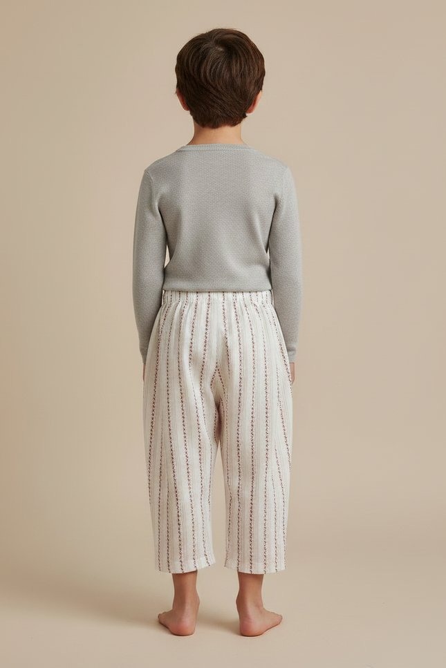 Pantalon Jupe Blanc Rayé Ample Coton Enfant - vue 2