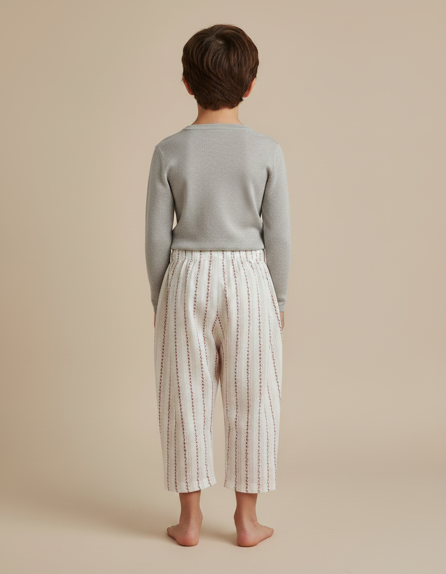 Pantalon Jupe Blanc Rayé Ample Coton Enfant - vue 2