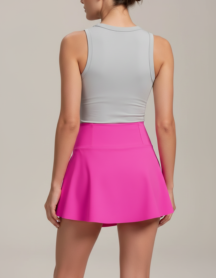 Pantalon Jupe Rose Fuchsia Sportif Évasé Femme - Polyester - vue 2
