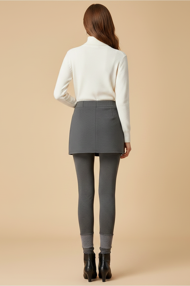 Pantalon Jupe Gris Intégré Épais Hiver Chaud - Maille - vue 2