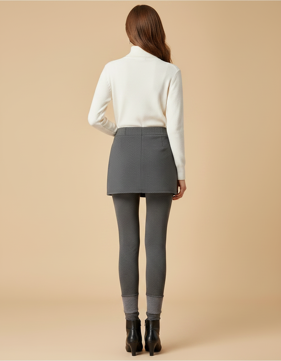 Pantalon Jupe Gris Intégré Épais Hiver Chaud - Maille - vue 2