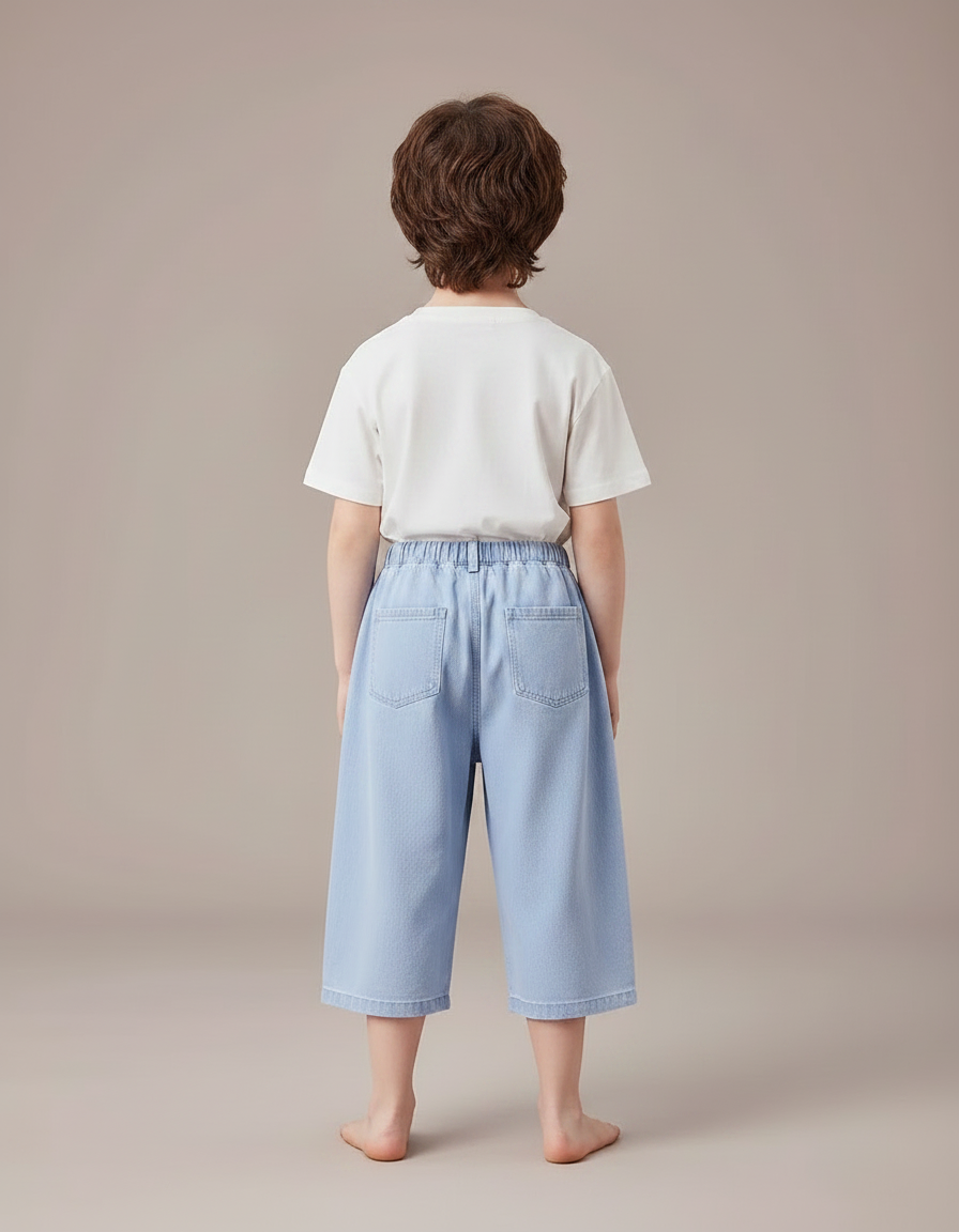 Pantalon Jupe Denim Bleu Ample Enfant Décontracté - Jean - vue 2