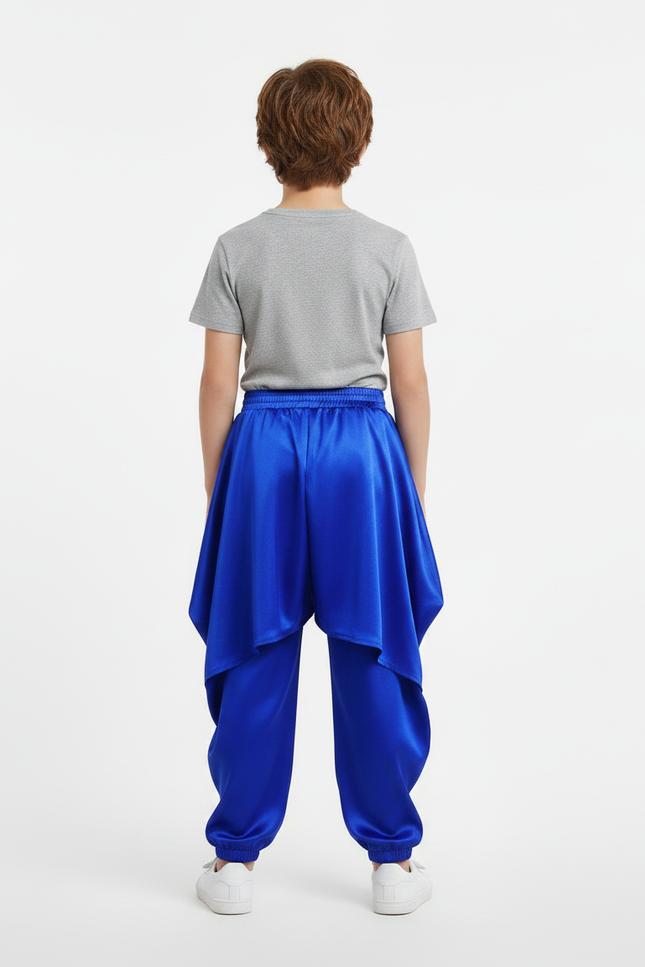 Pantalon Jupe Bleu Satin Ample Garçon Fluide - vue 2
