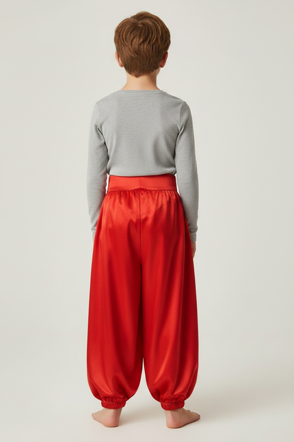 Pantalon Jupe Rouge Satiné Drapé Ample Garçon - vue 2