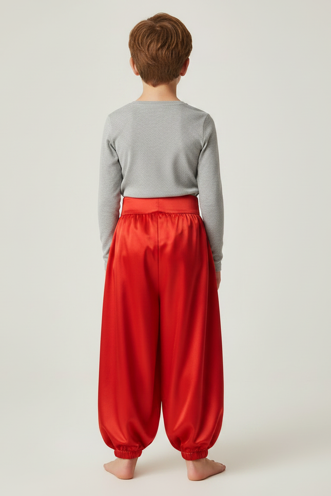 Pantalon Jupe Rouge Satiné Drapé Ample Garçon - vue 2