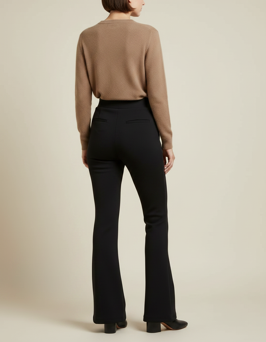 Pantalon Jupe Noir Évasé Élégant Moderne Femme - Maille - vue 2