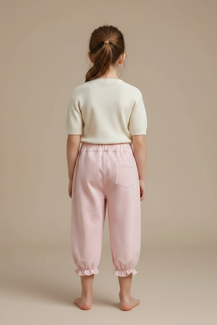Pantalon Jupe Rose Volants Nœuds Décontracté Fille - Molleton - vue 2