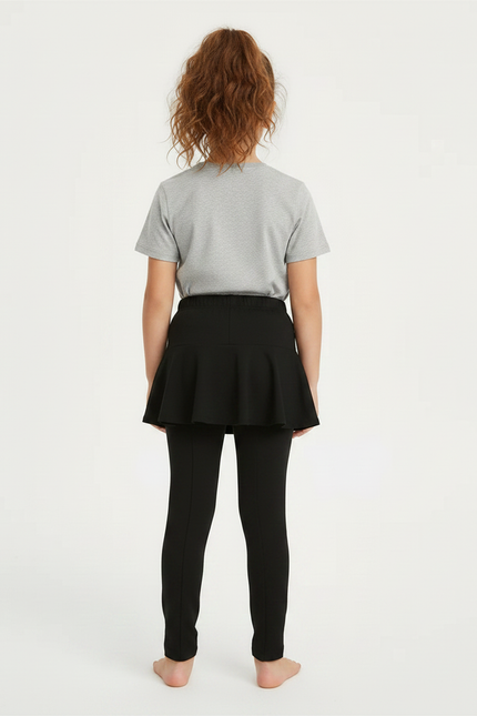 Pantalon Jupe Noir Uni Évasé Confortable Fille - Polyester - vue 2