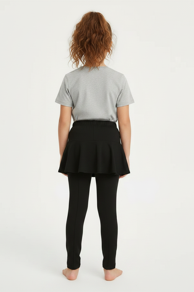 Pantalon Jupe Noir Uni Évasé Confortable Fille - Polyester - vue 2
