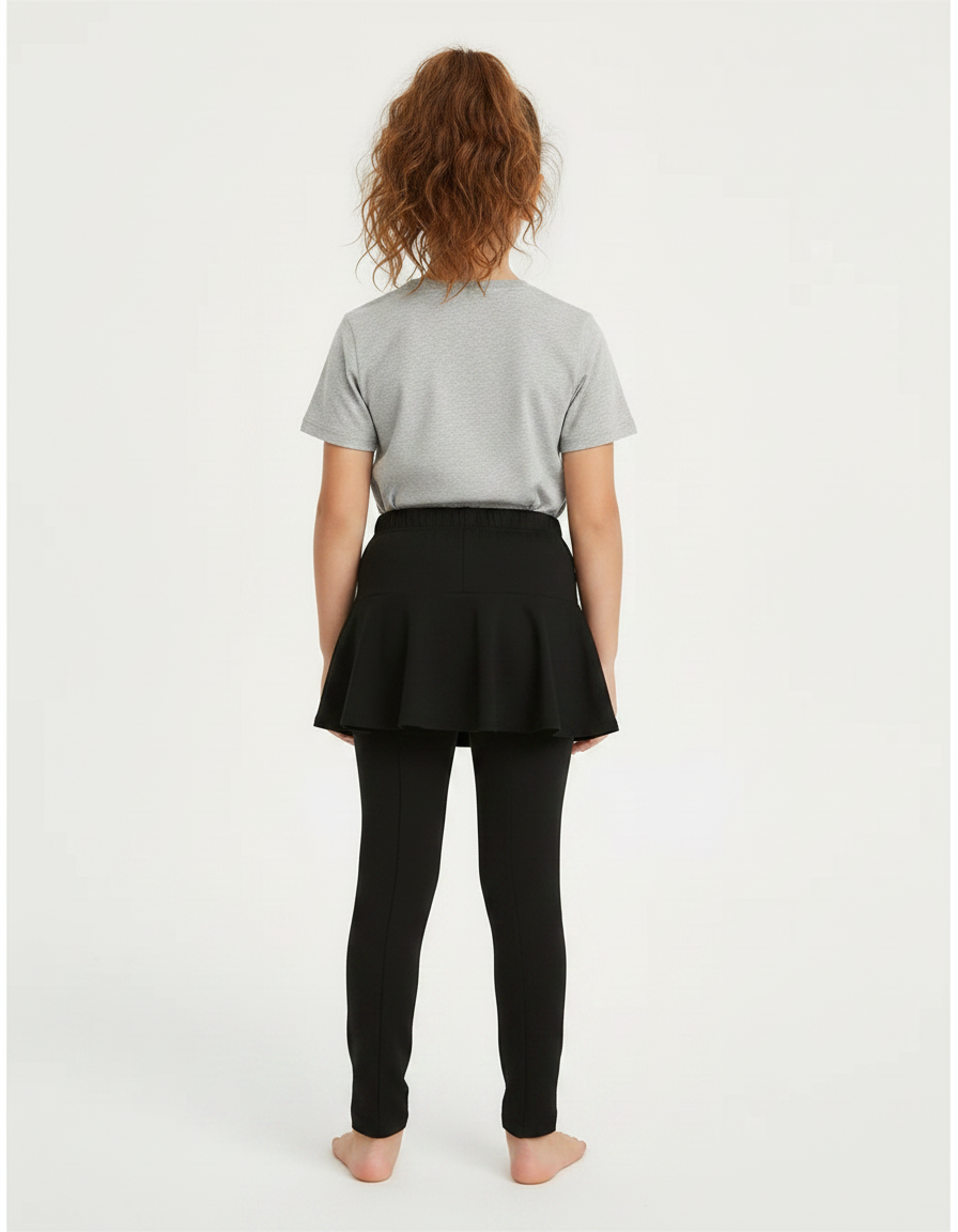 Pantalon Jupe Noir Uni Évasé Confortable Fille - Polyester - vue 2