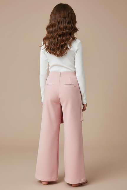 Pantalon Jupe Rose Ample Asymétrique Côtelé Fille - Molleton - vue 2