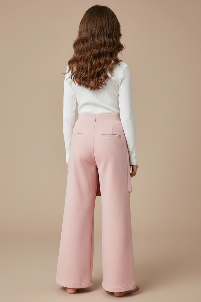 Pantalon Jupe Rose Ample Asymétrique Côtelé Fille - Molleton - vue 2