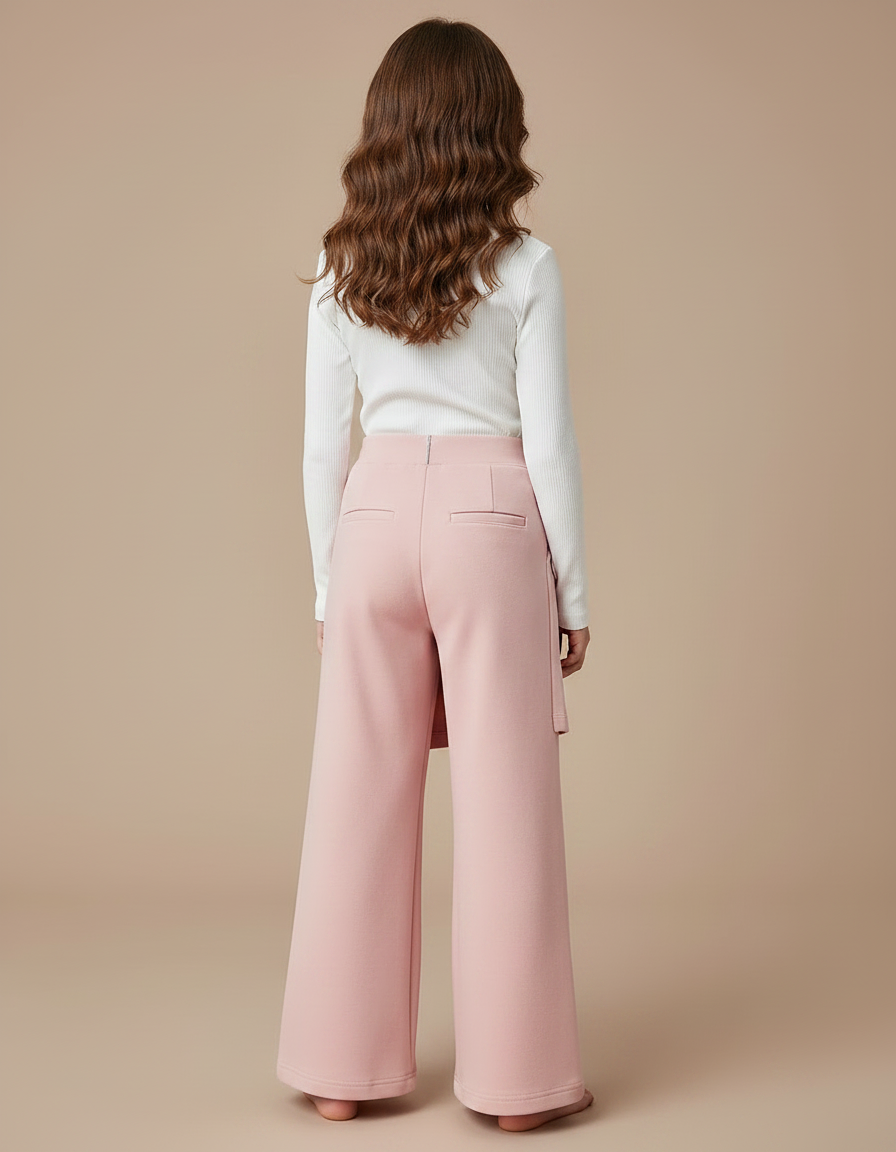 Pantalon Jupe Rose Ample Asymétrique Côtelé Fille - Molleton - vue 2