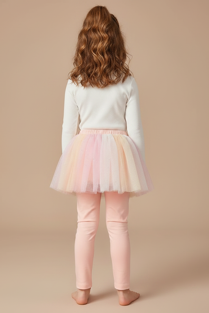Pantalon Jupe Tutu Pailleté Multicolore Enfant - Rose Coton - vue 2