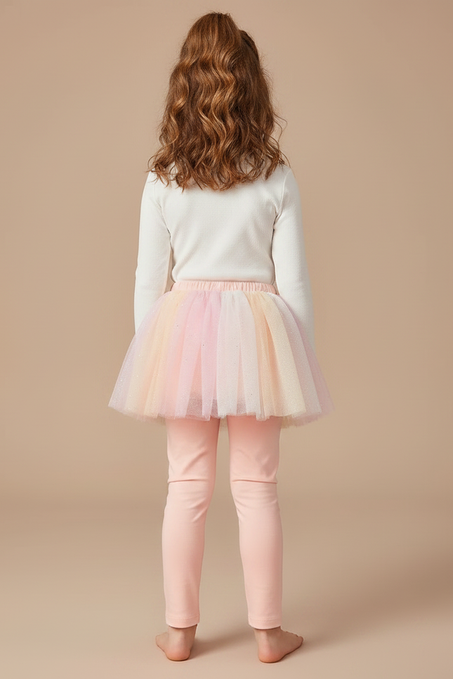 Pantalon Jupe Tutu Pailleté Multicolore Enfant - Rose Coton - vue 2