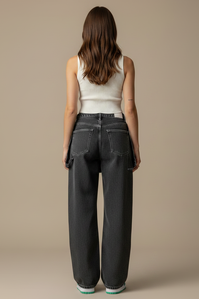 Pantalon Jupe Denim Gris Ample Déstructuré Y2K - Jean - vue 2