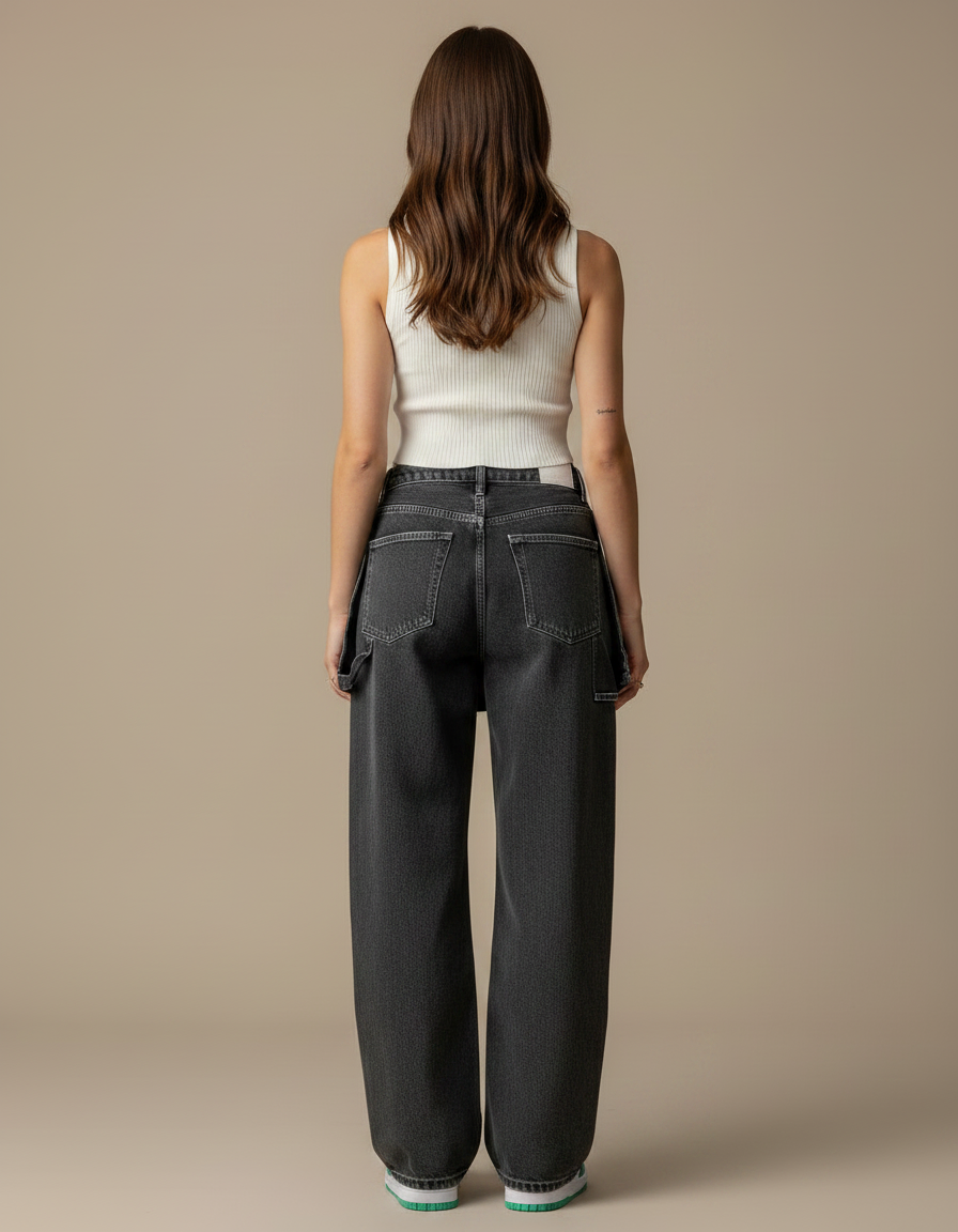 Pantalon Jupe Denim Gris Ample Déstructuré Y2K - Jean - vue 2